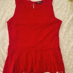 Red lace peplum